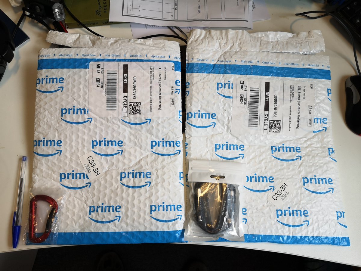 DrJonMurray's tweet photo. karabiner individually plastic wrapped, then paired and plastic wrapped again, and then wrapped again! That’s 4 layers of single use plastic wrapping! Smarten up your act @amazon &amp; @AmazonUK and stop this #plasticpollution madness. https://t.co/ggAQbzk9Ez