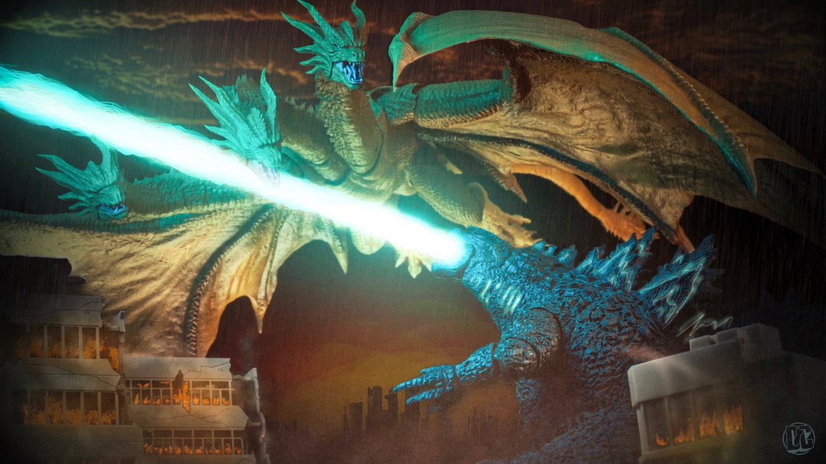 DangerClosePics's tweet photo. Battle for the throne. My first photo of the SHMA King Ghidorah figure since it finally arrived this week. What better way to show him off than to set him up toe-to-toe with his arch nemesis, Godzilla?
#dangerclosedigital #godzilla #kingofthemonsters #shmonsterarts #kingghidorah https://t.co/5AjWAvtxCc