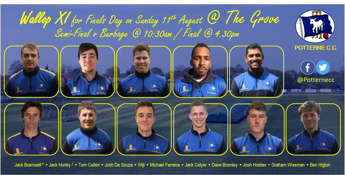Wilts Wallop XI for Finals Day on Sunday at The Grove.  Semi-finals at 10:30 and 13:30, with final scheduled for 16:30... #comeonthelambs #reigningchamps