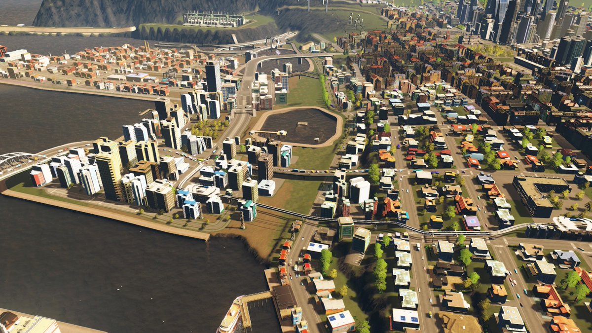 ソテツザニスト Hi P Twitterren 水路の埋め立てと山の上の娯楽地区開発中 Citiesskylines シティーズスカイライン Ps4share