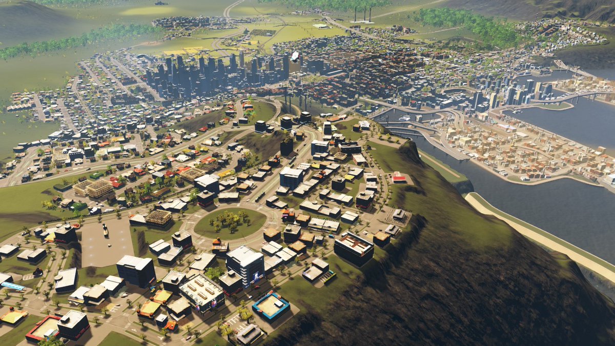 ソテツザニスト Hi P Twitterren 水路の埋め立てと山の上の娯楽地区開発中 Citiesskylines シティーズスカイライン Ps4share