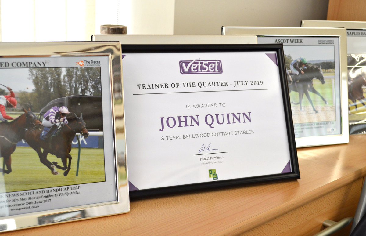 dandhdirect's tweet photo. Yesterday we visited @johnquinnracing, to deliver John’s prize for being awarded VetSet ‘Trainer of the Quarter’ in @trainer_mag 🏆 It was an absolute pleasure to meet John himself, and the many invaluable team members who contribute to this yard’s successes. 

#HorseRacing https://t.co/hzwQk2mcql
