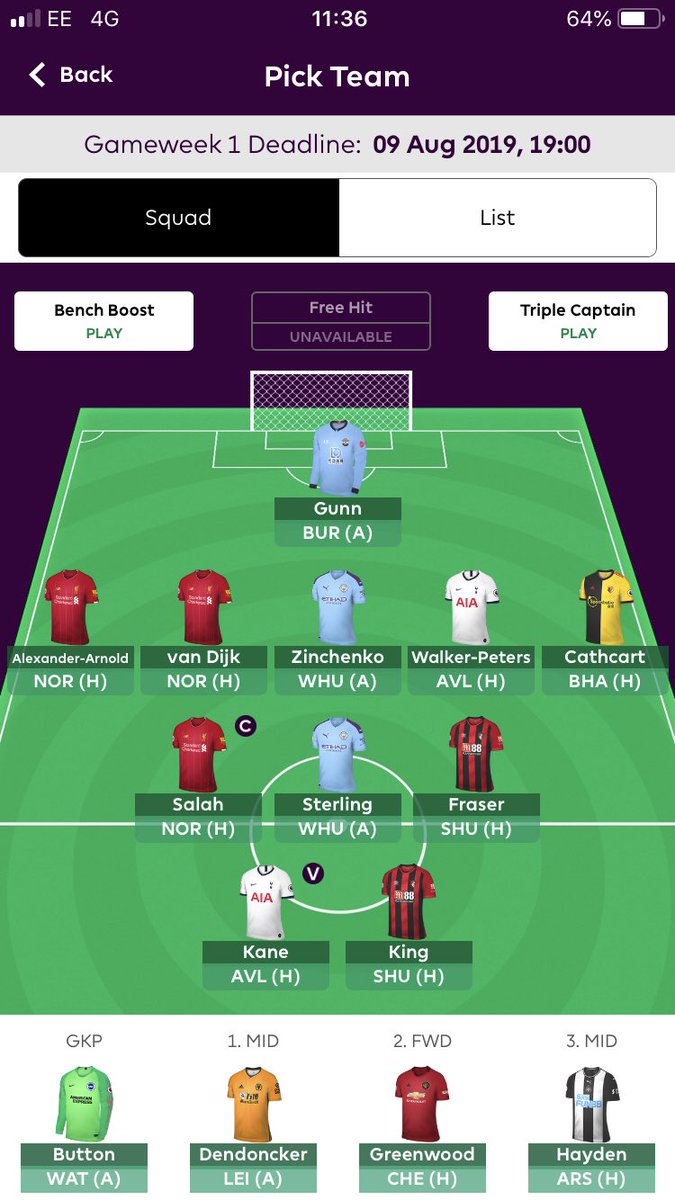 fpl_team_weekly's tweet photo. We are back with only hours to spare.  @elldubya1 is happy as it’s 5 at the back.  @skypodcast is happy because we have all 3 heavy weights.  @UtterlyTC is happy..... because he is always happy.

Here is the #GW1 #teamoftheweek.  

Good luck all 👍 https://t.co/89PKFCaZxx