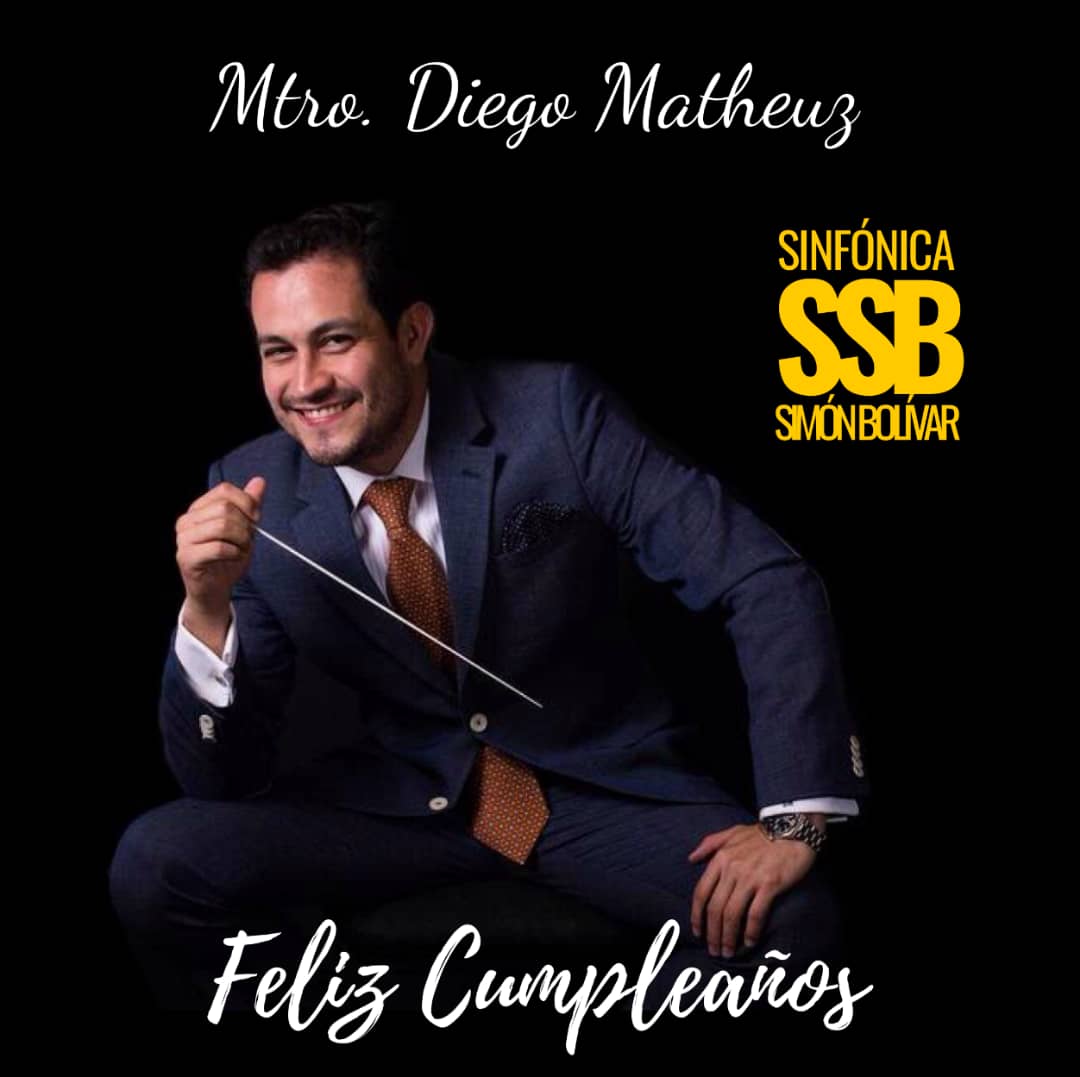 Hoy está de cumpleaños nuestro director titular Diego Matheuz <a href="/DMatheuz/">m</a> Desde la familia de <a href="/labolivar_/">Sinfónica Simón Bolivar</a> te deseamos un feliz día.
Sigamos haciendo música juntos, trabajando por nuestra querida Venezuela y por el éxito mas allá de nuestras fronteras. #ssb #diegomatheuz  #music