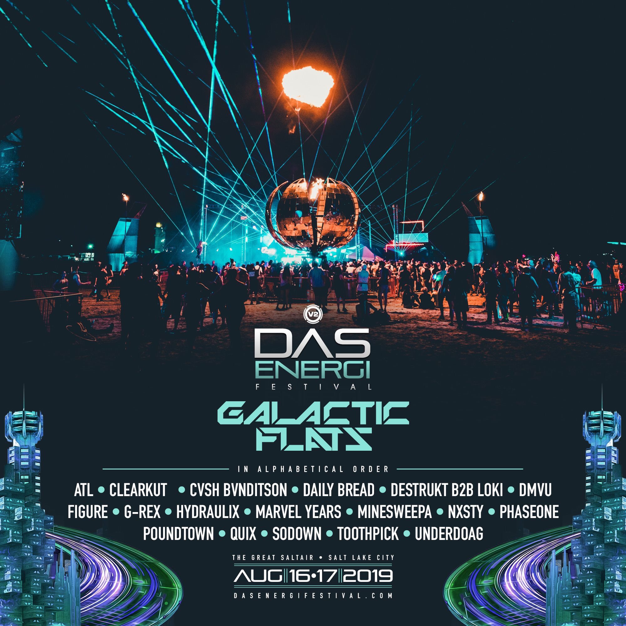 2019 Das Energi Festival lineup for Galactic Flats