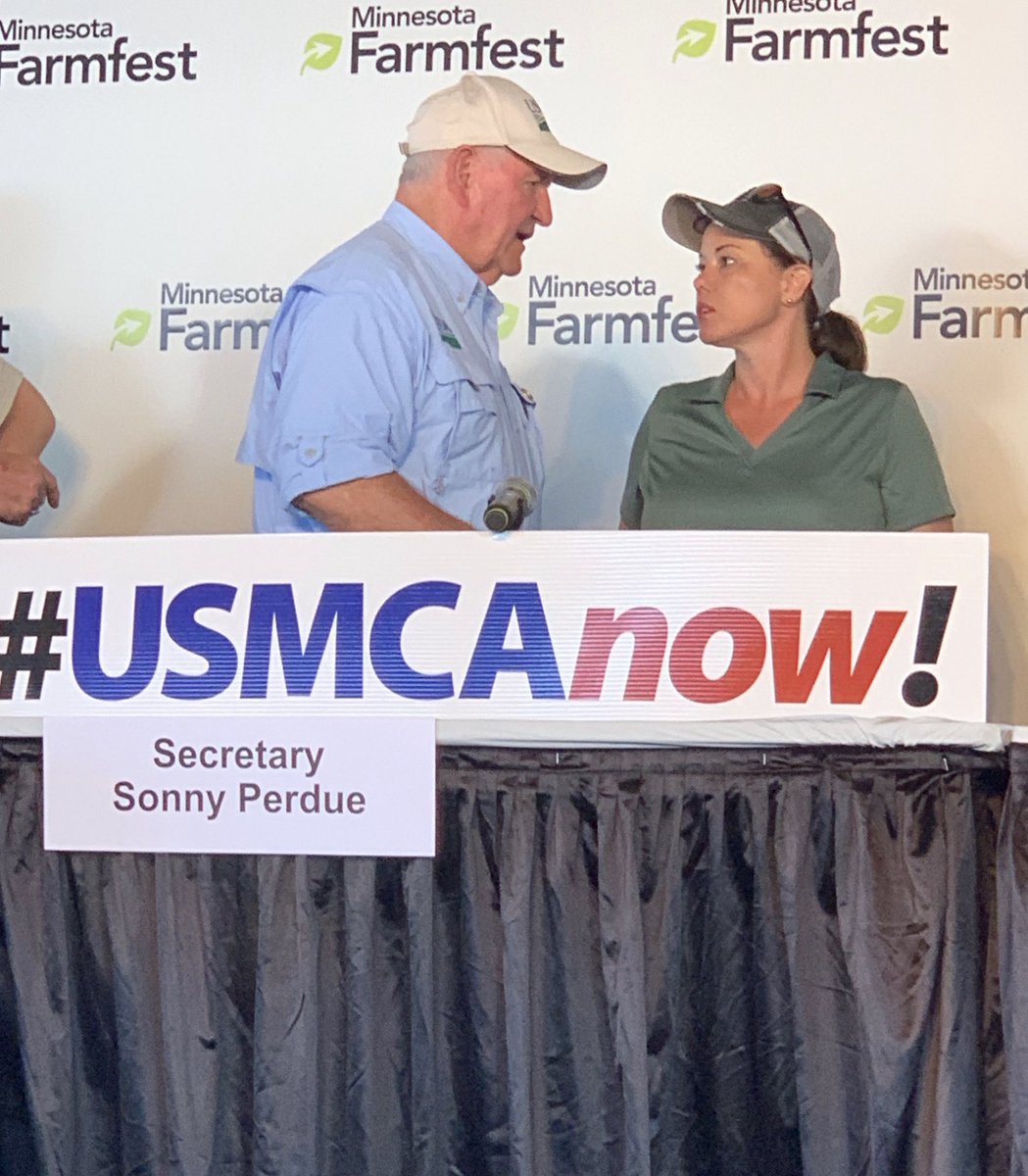 ruralagcouncil's tweet photo. Minnesota Farmfest is a wrap! Thank you @SecretarySonny @RepAngieCraig @collinpeterson @TedYoho @JimHagedornMN @RepDeanPhillips @PeteStauber @S_Buchta for talking with Minnesota farmer’s on the importance of securing trade and the need for Congressional action on #USMCA.#USMCAnow https://t.co/6h50wis9LR