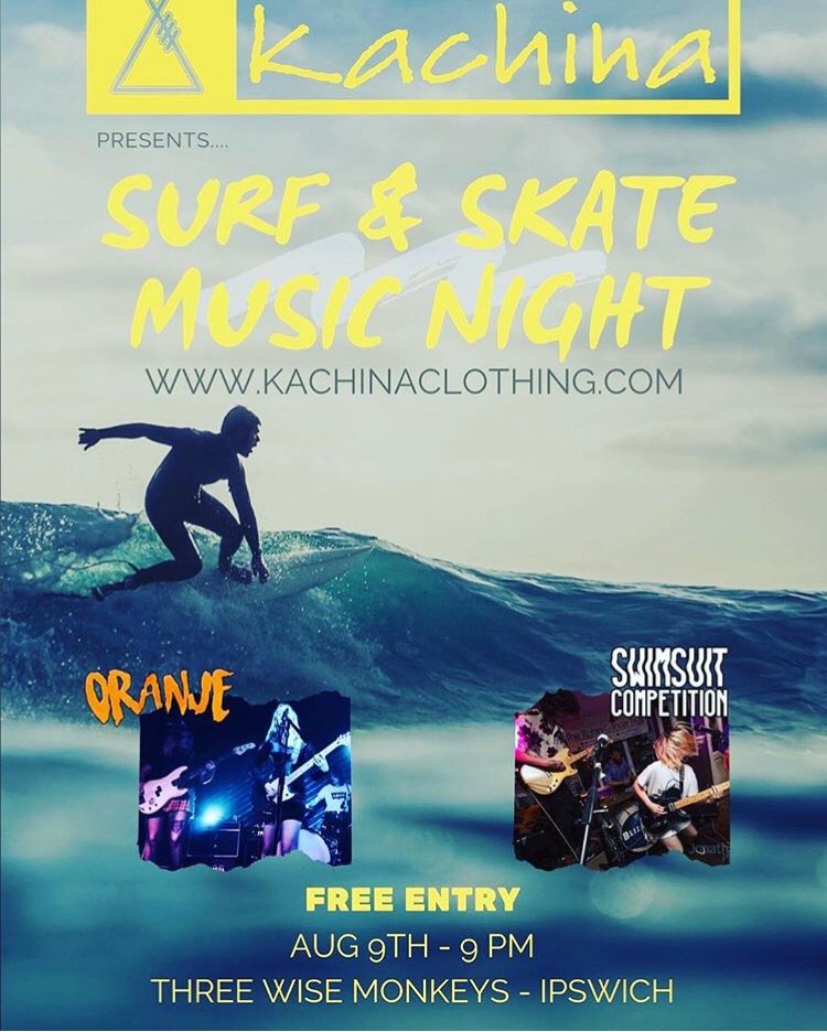 T O N I G H T we play <a href="/TWM_Ipswich/">Three Wise Monkeys Ipswich</a> with <a href="/Swimsuitcomp/">Swimsuit Competition</a> presented by Kachina Clothing