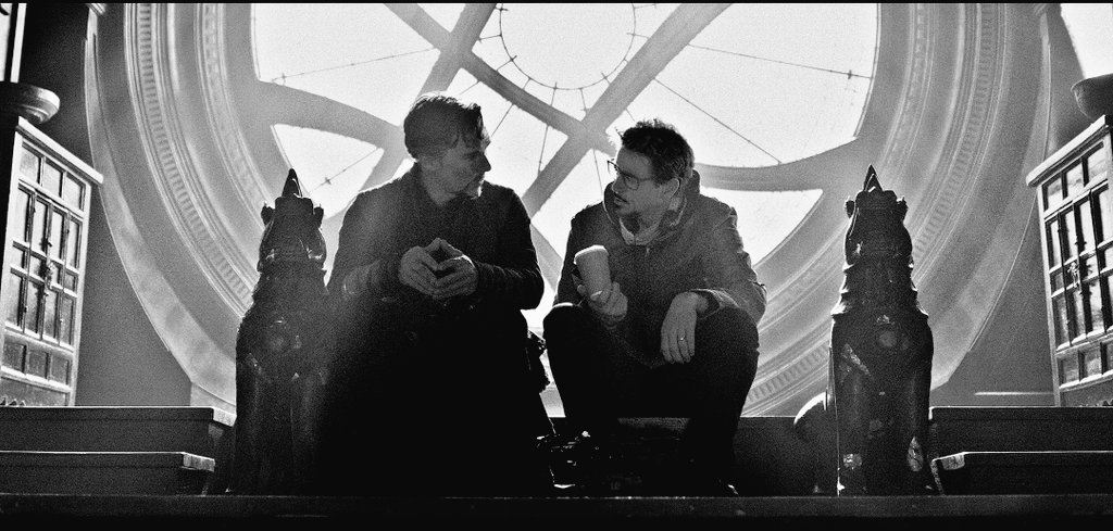 tony visiting stephen in the sanctum right after he comes back from another dimension to give him some company