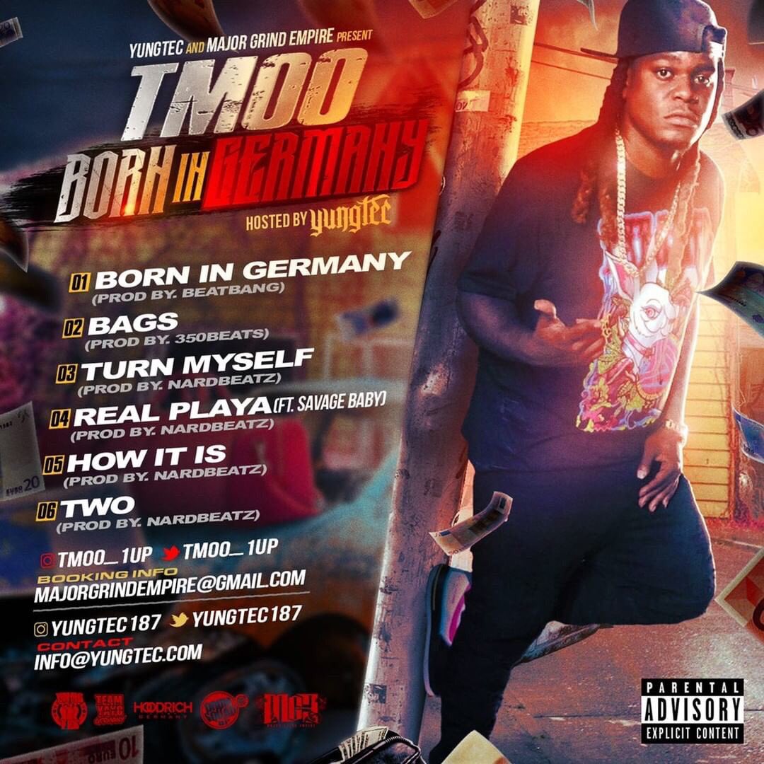 TMoo_MGE's tweet photo. 🚨It’s Here 8/30‼️ #BornInGermany🇩🇪 EP Hosted By YungTec) Official TrackListing!!! The Countdown To Its Release Is a Couple Weeks Away‼️S/o To The Producers @MrBeatBang @NardoDeNiro , @350ENTCEO &amp; My Engineer GT, I’m Excited Bout This Project🔥🔥🔥‼️ https://t.co/dYFrDdOxvy https://t.co/BQEPpZ4V9T