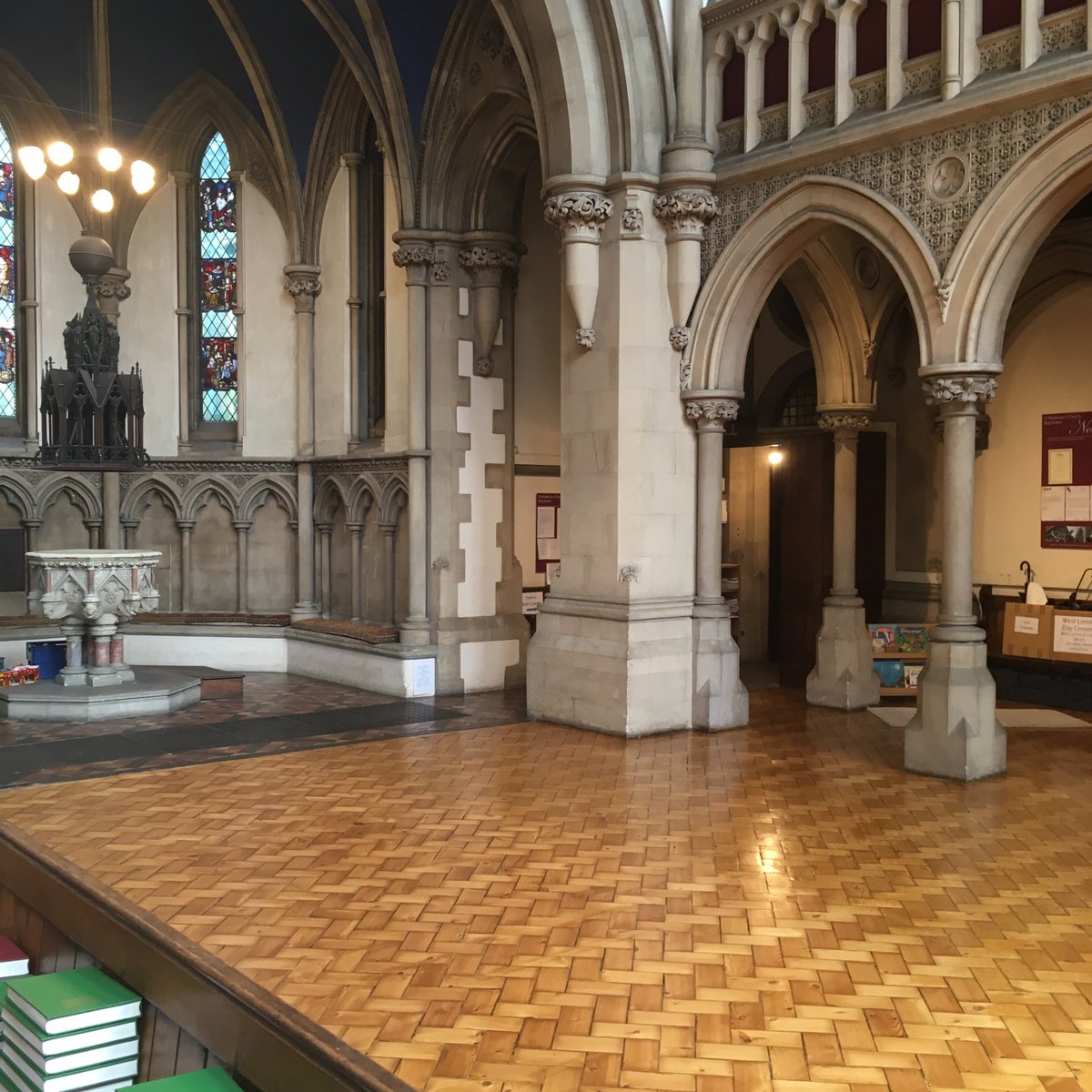 StMatthewsW2's tweet photo. After months of planning, and a few weeks of building works, the church is starting to look lovely with its renewed parquet flooring, and larger space at the back for events and groups to utilise! If you haven’t seen it yet, come along on a Sunday! #rennovation #parquet https://t.co/GJjyoaenUl