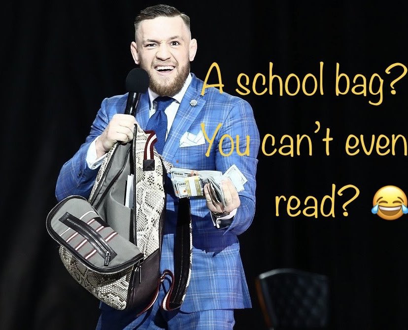 NotoriousJesse's tweet photo. You’re 40
Years old, Floyd.
What are you doing with a school bag? 🤨🤨🤨 #MayMac #ConorFloyd @TheNotoriousMMA 😂😂 https://t.co/vzYjelTbCC