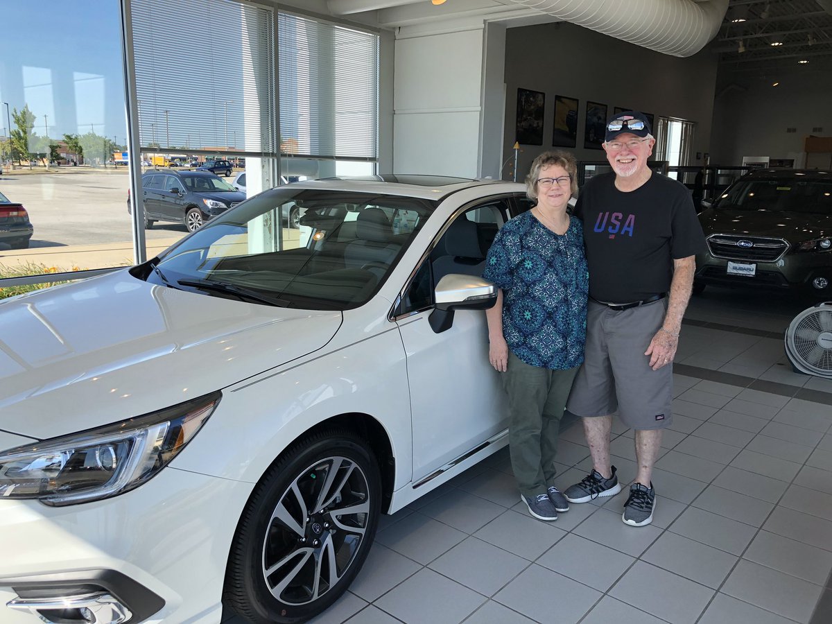 SubaruCary's tweet photo. It was great to help Dennis and Marianne with their 4th Subaru.  Enjoy the new tech! #subarulegacy #SUBARU https://t.co/Ct8yPJWUgt