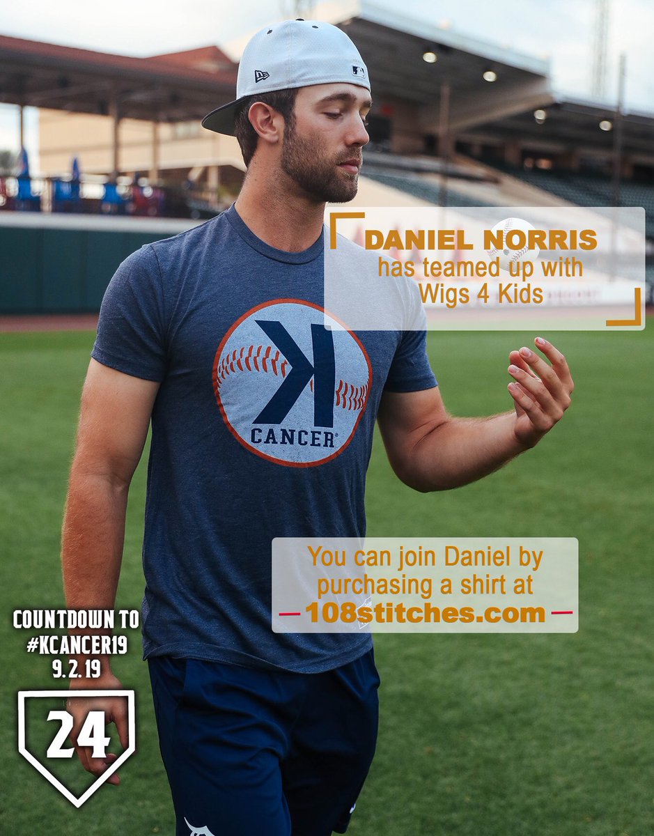 MotteFoundation's tweet photo. .@DanielNorris18 of the @tigers has teamed up with us for #KCancer Day. Order your shirt to wear on September 2nd as he supports @Wigs4Kids. Use the code #KCancer19 for free shipping. https://t.co/YLBCDTJMzM https://t.co/xdhFfAU3D4