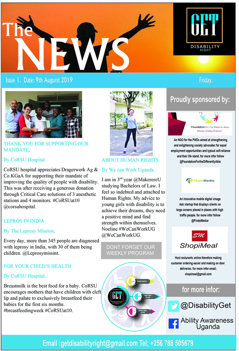 DisabilityGet's tweet photo. This is the #GetDisabilityRight weekly news collection for the PWDs & this is brought to you by @foundation4da @PirateMediar @ShopiMeal. https://t.co/Vu17O93CgV