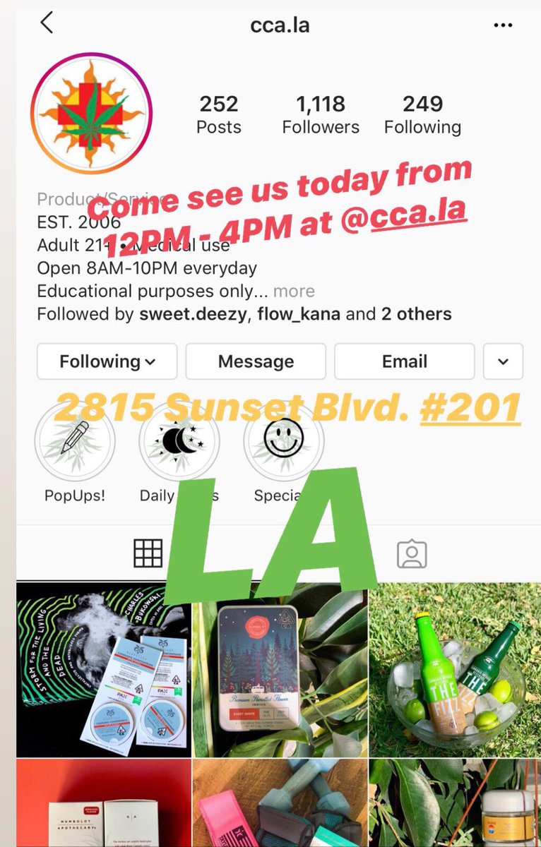 BrotherDavids's tweet photo. Come hang with us today at #CaliforniaCaregiversAlliance from 12PM-4PM. Located at 2815 Sunset Blvd. Los Angeles, CA. Stock up on some @SunAndEarthCert cannabis for the weekend! #regen #sunandearth #organiccannabis #healsoil https://t.co/wu6hljrwNR