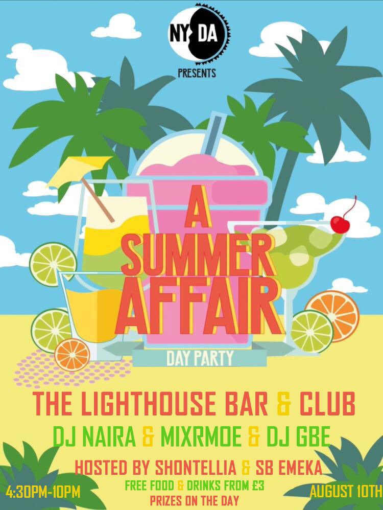 NYDAevents's tweet photo. 🚨🚨A Summer Affair is tomorrow @ 4:30pm Guys!! Come get lit with Nyda and our hosts @sb_emeka &amp; @Shontellia it’s gonna be a blast💥💥

You can still purchase tickets by clicking on the link below.⬇️

Tickets: https://t.co/Ou2wpleeum 

Don’t miss it🗣 https://t.co/cYhulxmMme