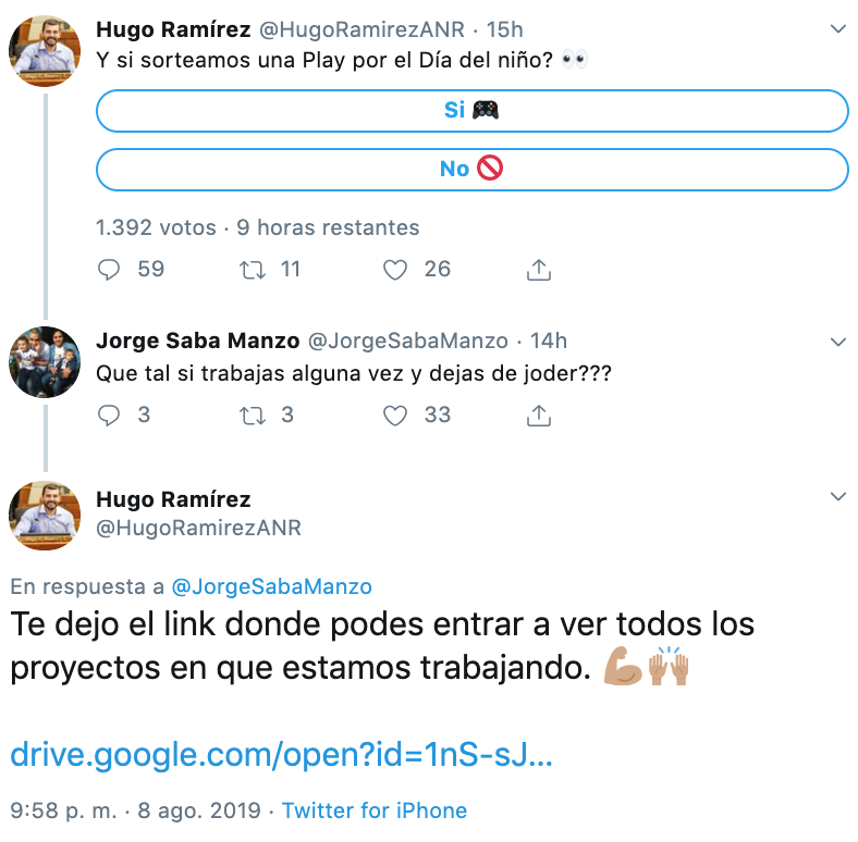 rikiarias's tweet image. Hola Diputado @HugoRamirezANR. Abro hilo.

¿Qué tal si dejamos de hacer copy/paste en "tus proyectos" que supuestamente "andas trabajando"? 

Esas prácticas ni en los colegios se sigue realizando.

No tenes verguenza. 

¿Qué tal si dejamos de sortear plays y te pones a trabajar?