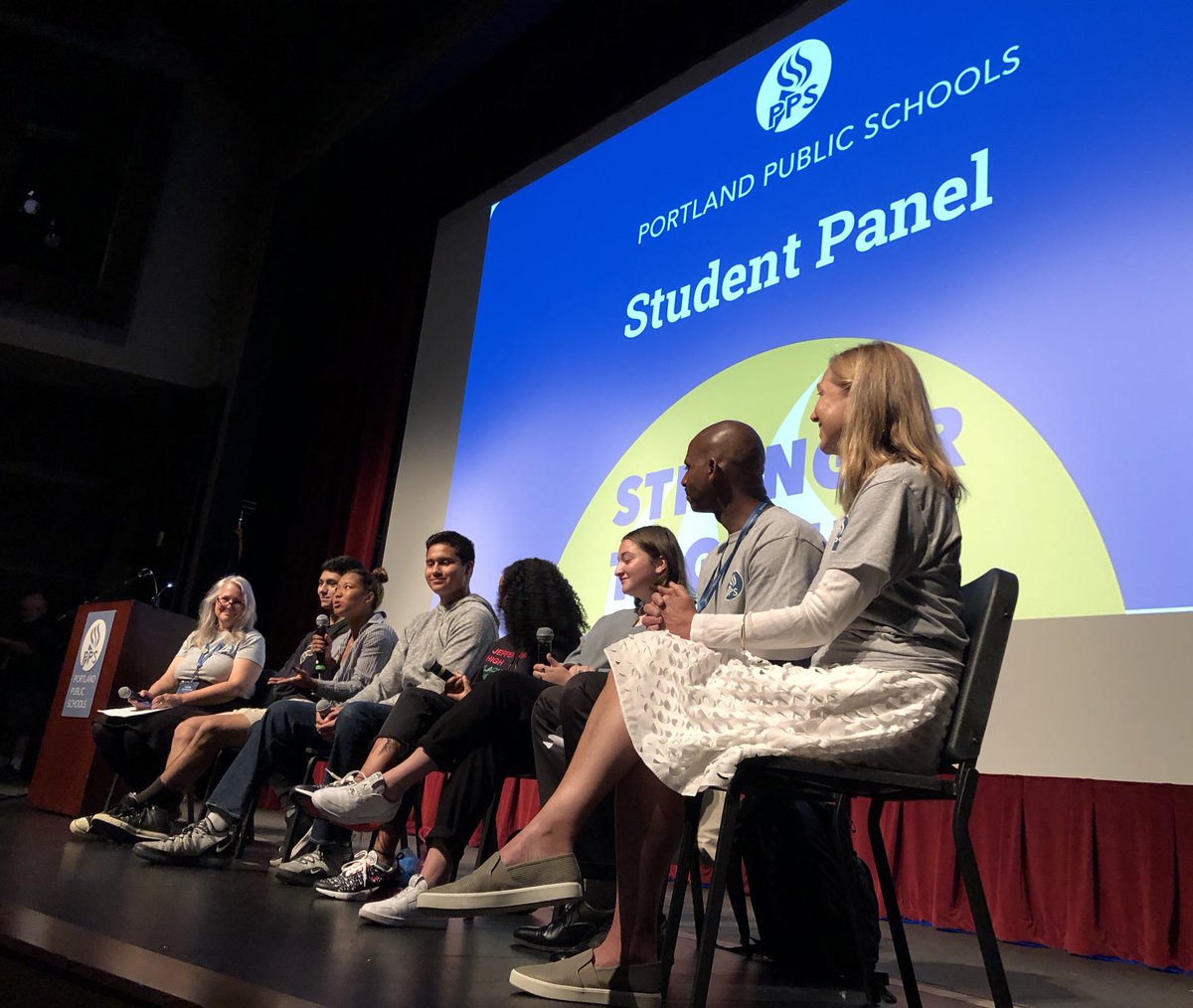 clairehertz's tweet photo. #PPSTogether Students share their experience in our schools - such powerful messages they have for us - their advice is golden. “Make your environment equitable” “show us your face - let us know you on a personal level” “Be real with students - be clear about what’s going on” https://t.co/kLNubP76yj