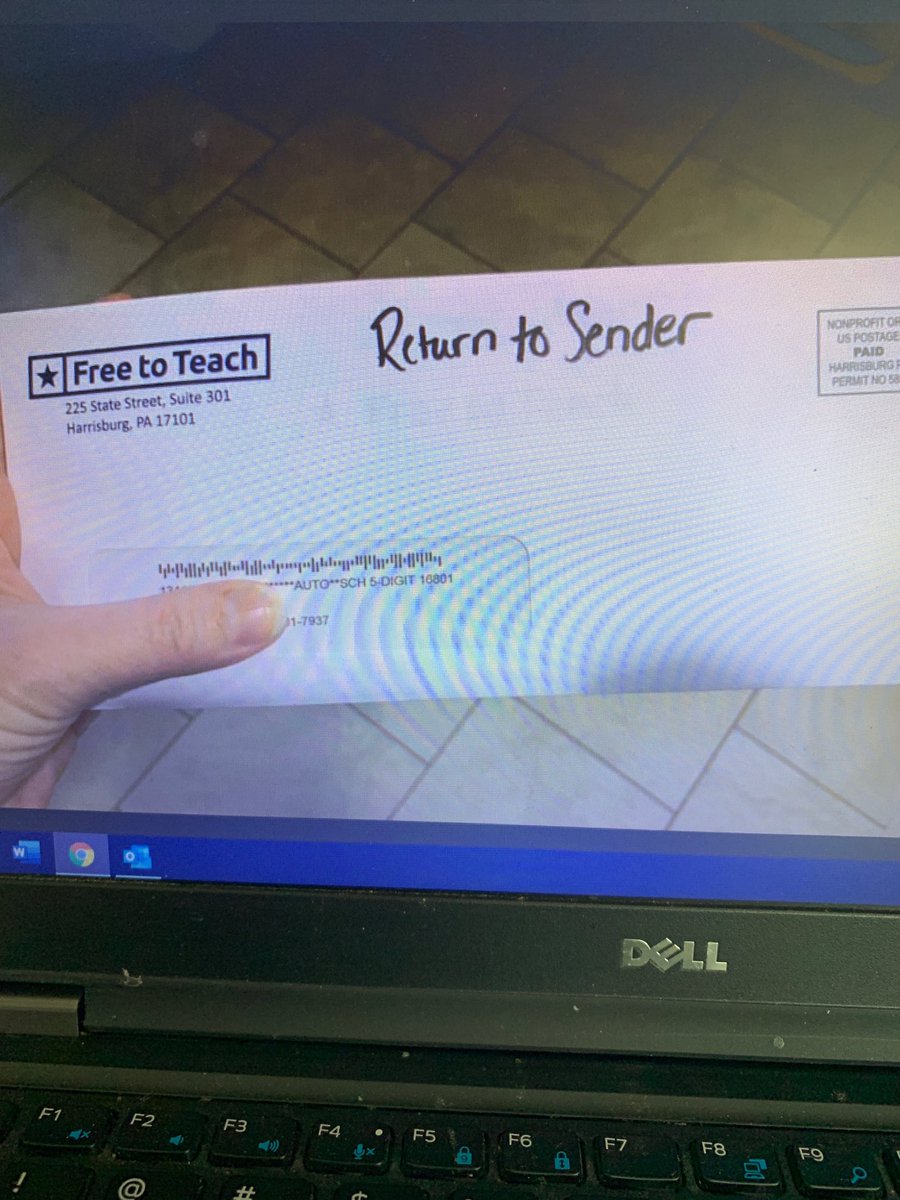 Kkilling1Keith's tweet photo. A letter from “Free to Teach” came today. Here is what I did with it ! #PSEAStrong #RedforEd https://t.co/3dWQSlGuY2