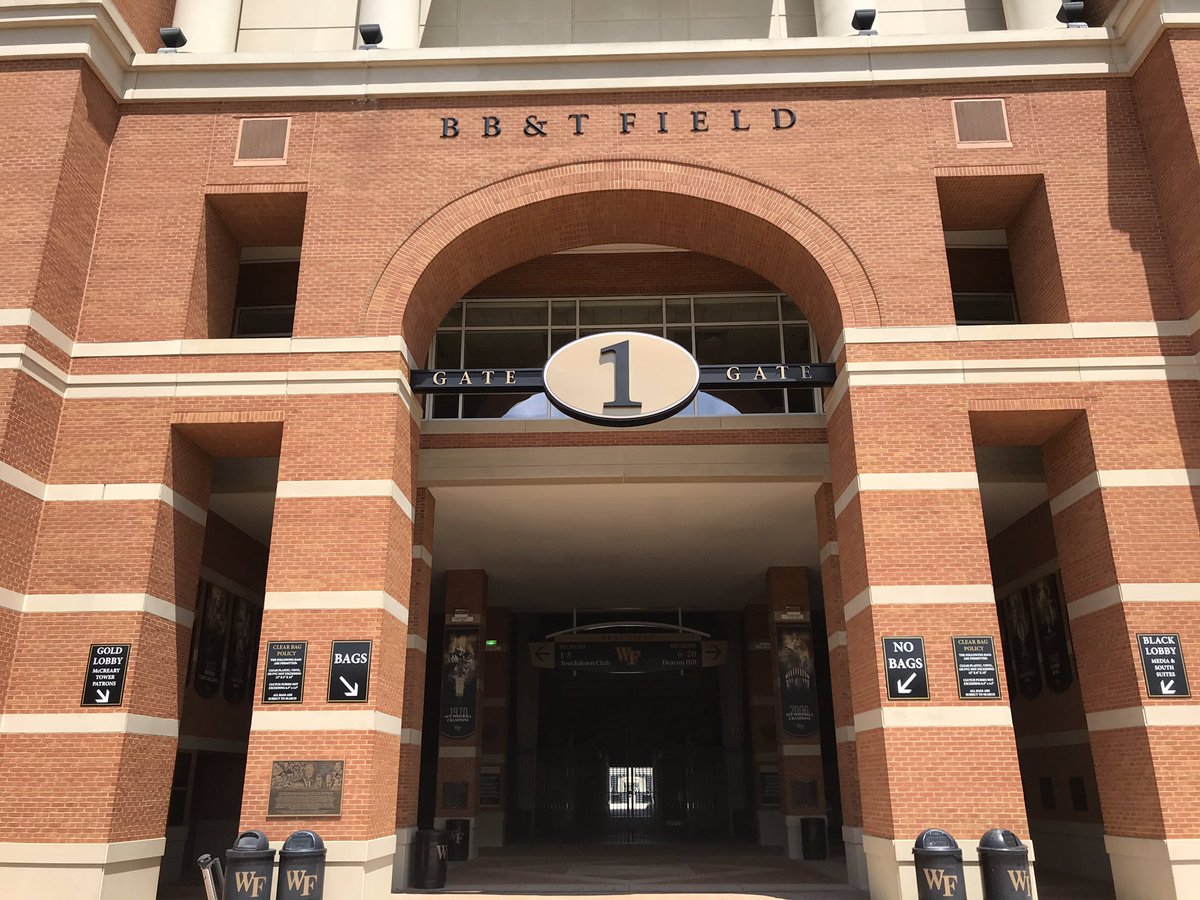 StanCottenWF's tweet photo. Won’t be empty for long.. @WakeFB @USUFootball #bbtfield set to go three weeks from tonite to open 2019 season. Tickets going fast - don’t miss out! See you soon on the radio - first @CoachClawson Show Aug21 @BibsDowntown #godeacs https://t.co/VebjREtJJq
