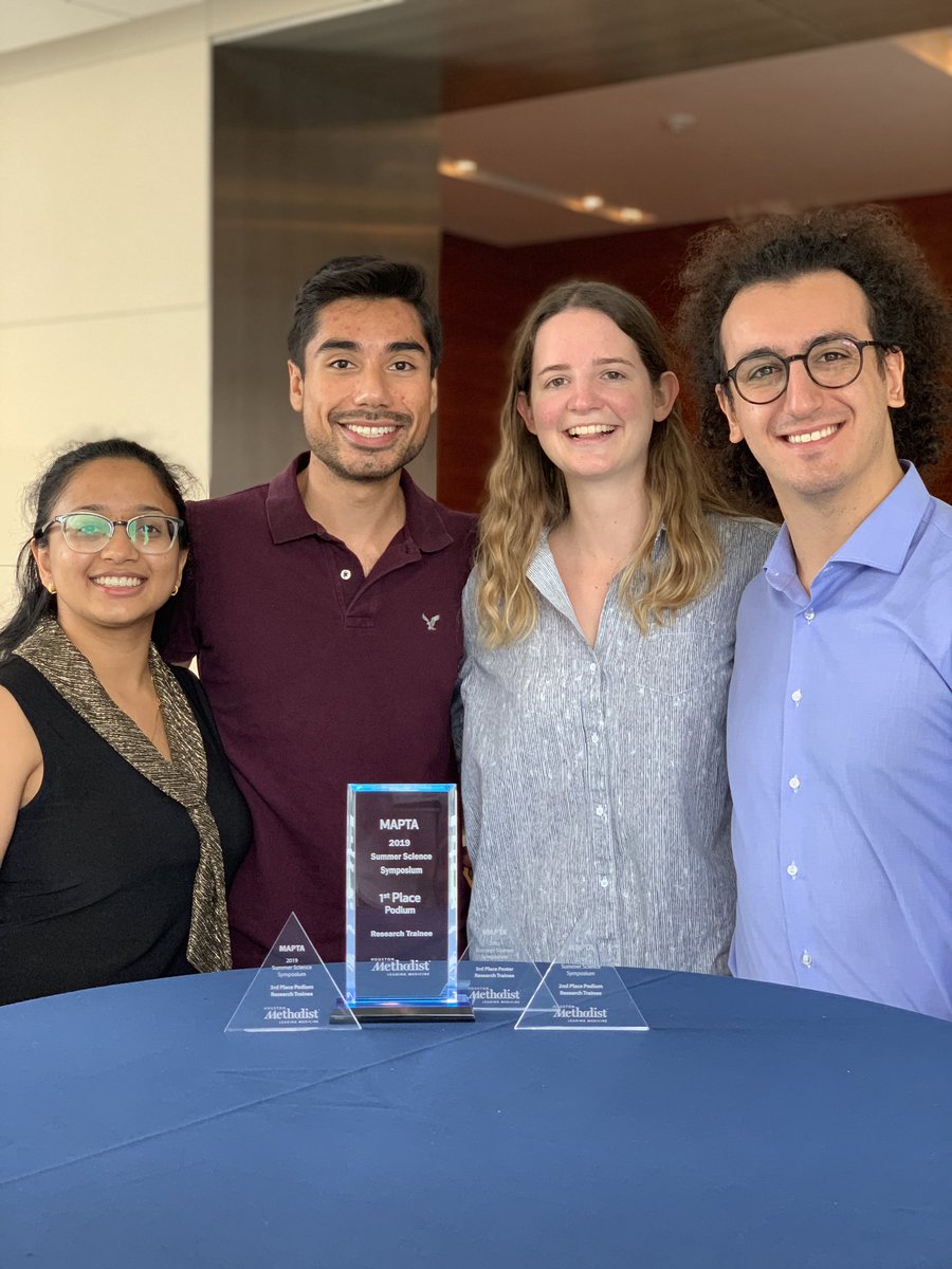 GrattoniLab's tweet photo. Congratulations to the winners of #MAPTA summer symposium 2019 @MethodistHosp. #grattonilab #nanomedicine #drugdelivery #nanotechnology #futuremdphd #futurephd https://t.co/FX9Utg9yzE