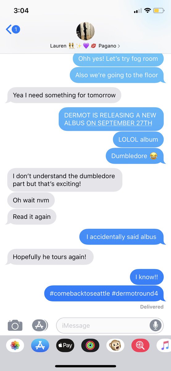 LexDeffinbaugh's tweet photo. When you love @DermotKennedy and Albus Dumbledore messages like this happen 😂 https://t.co/nFurL5JqRL