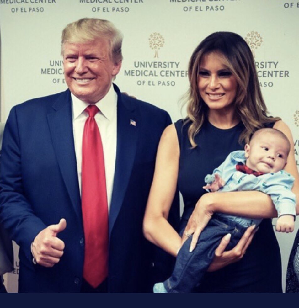 ColMoeDavis's tweet photo. You’ve got to be a 100% purebred worthless scumbag asshole to do a grinning photo doing a thumbs up while your foreign-born nude model 3rd wife holds the baby of 2 parents who were slaughtered by another asshole who was carrying out your racist asshole agenda!

@realDonaldTrump https://t.co/WOoYjfS1Gv