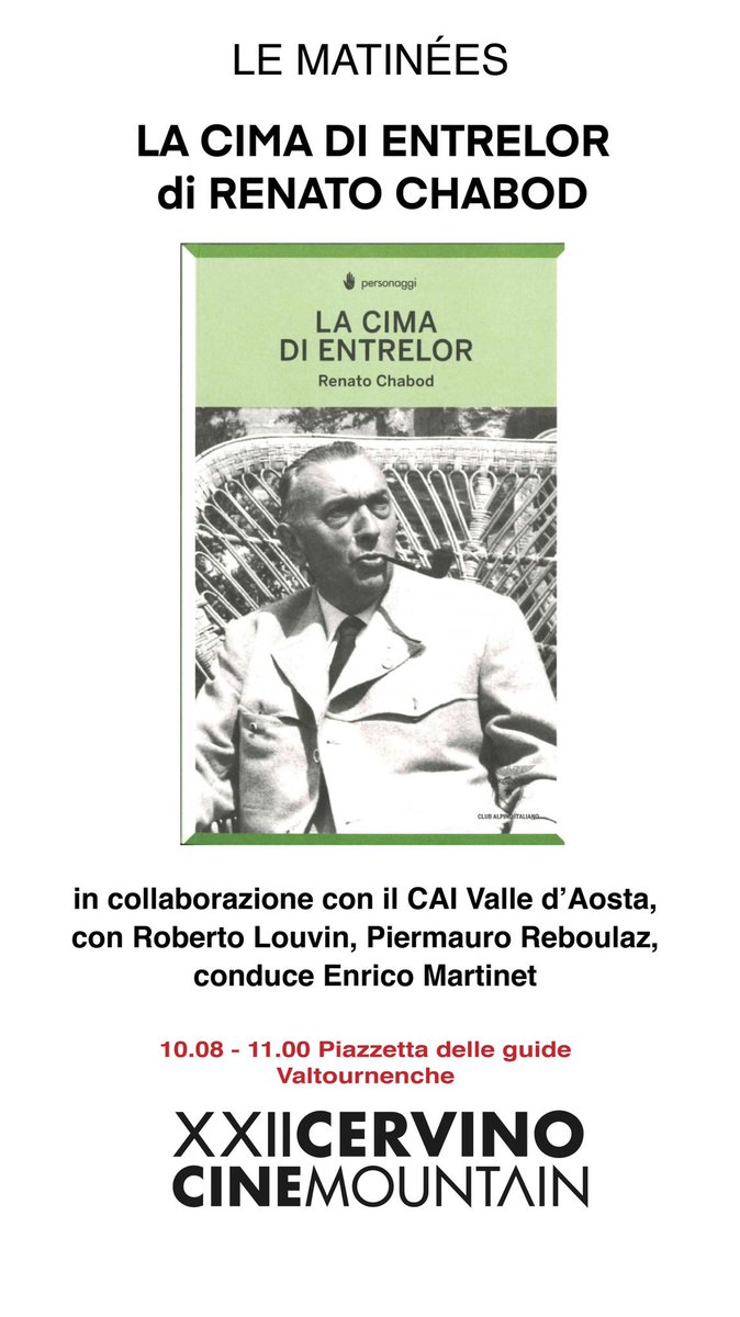 CCinemountain's tweet photo. La cima di Entrelor di Renato Chabod insieme al @CAI150 Valle@d’Aosta, Roberto Louvin Piermauro Reboulaz, conduce Enrico Martinet @CValtournenche @CerviniaValt https://t.co/BQiThFAW4f