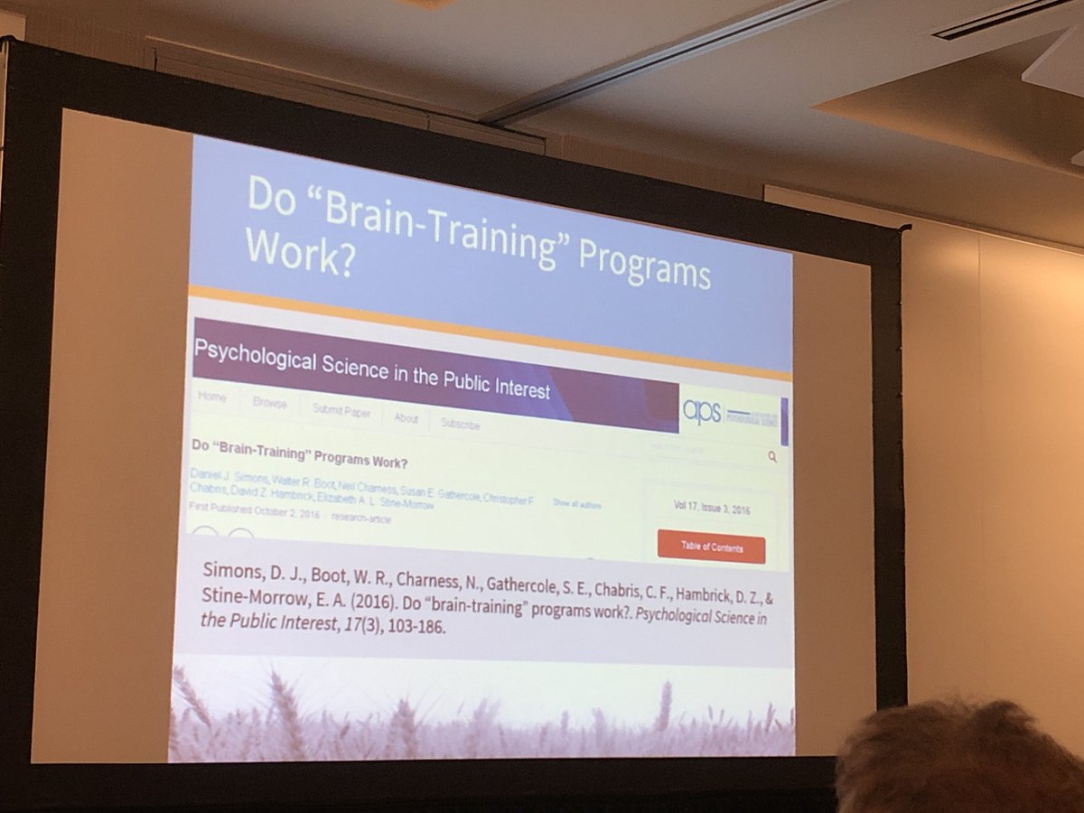 apadiv20's tweet photo. Cognitive Training and ALL the debates around it.  #APA2019 https://t.co/YENKGwQUEF