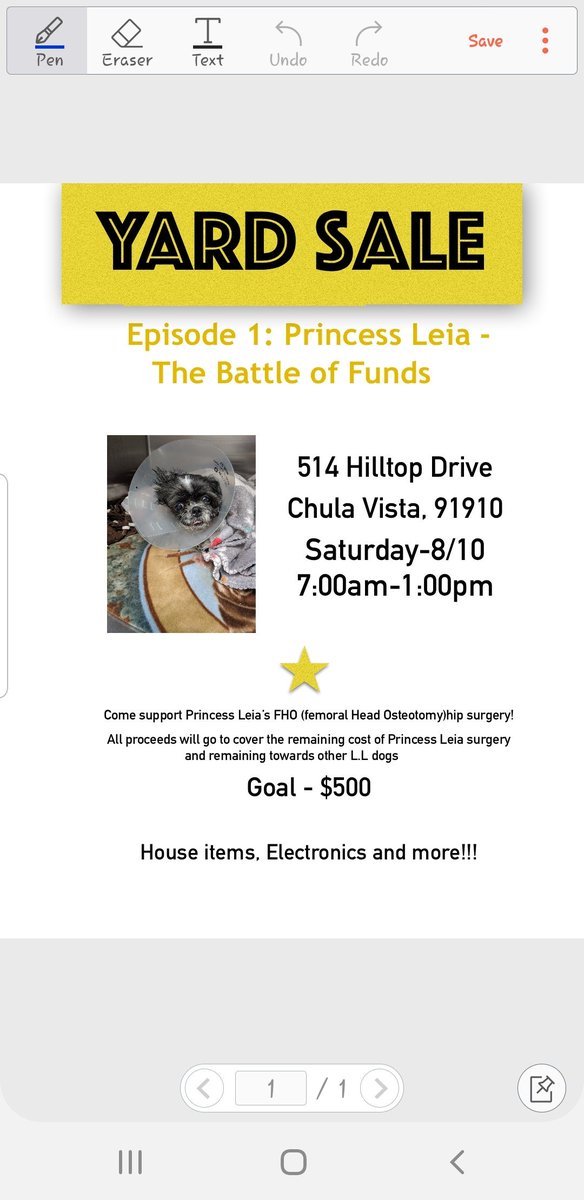 MariaJessica619's tweet photo. TOMORROW is the Yard sale fundraiser! Support Princess Liea &amp;Lionel's legacy dogs!! 514 Hilltop drive Chula vista 
Interested in fostering? Let's chat:) https://t.co/tSCKHjuxUB
