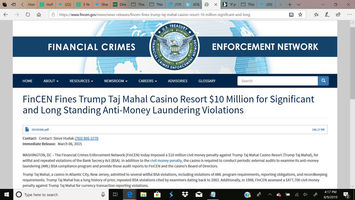 snarky_op's tweet image. *JUST THREE (3) MONTHS* BEFORE COMING DOWN THAT GOLD ESCATATOR TO ANNOUNCE HIS CANDIDACY FOR THE PRESIDENCY, .@realDonaldTrump WAS ASSESSED A $10 MIL. FINE FOR..[wait for it]..#MONEYLAUNDERING‼️
