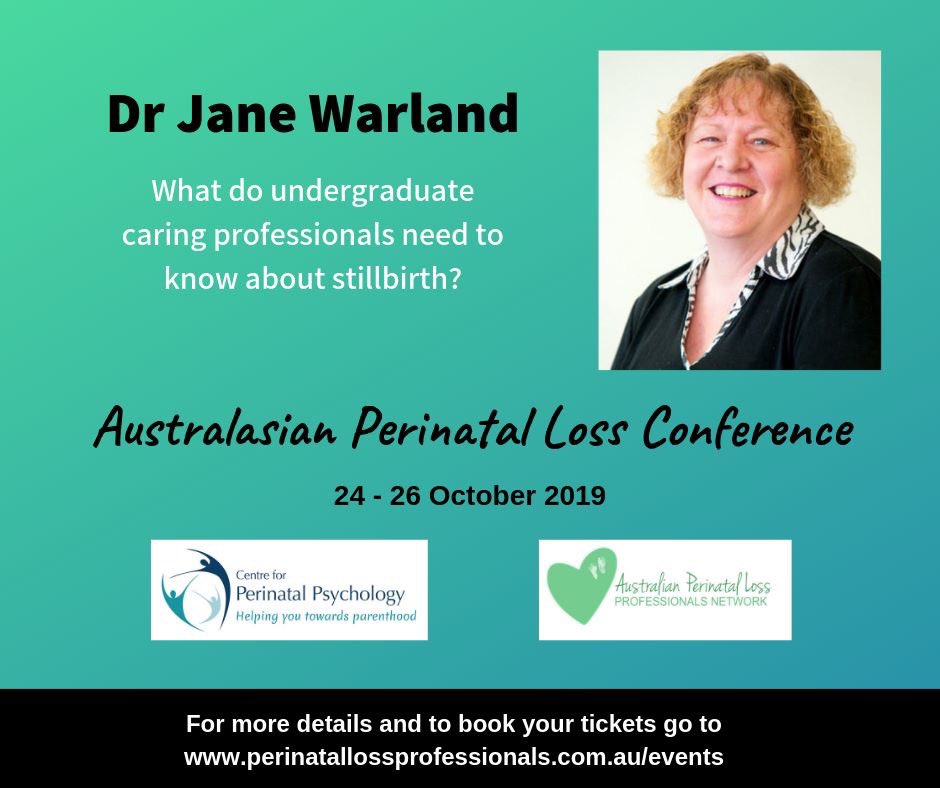 We are very grateful that Dr @JaneWarland will be joining us at our Inaugural Australasian Perinatal Loss Conference presenting about what undergraduate caring professionals need to know about stillbirth. #APLC2019 #perinatalloss #stillbirth #ausperinatallossprofessionalsnetwork