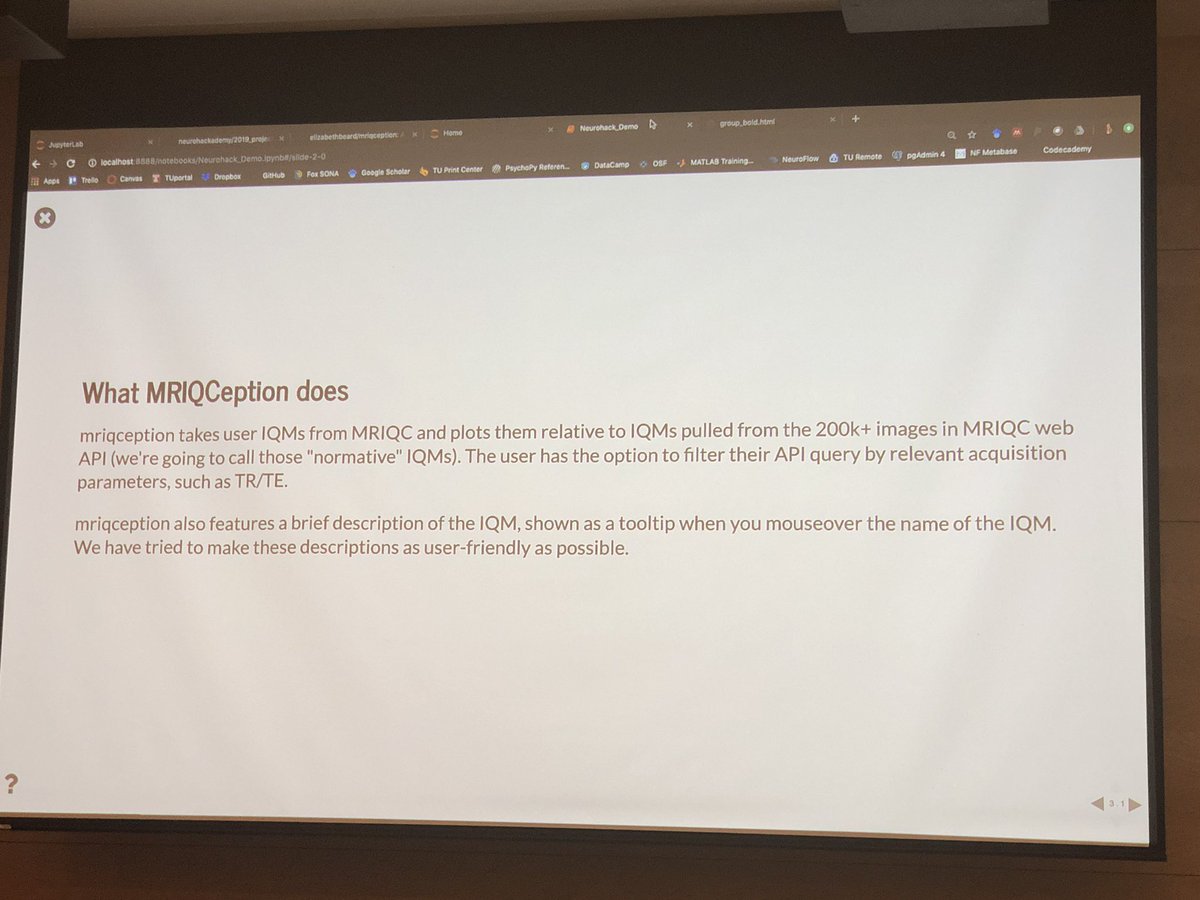 kirstie_j's tweet photo. So instead of just looking at YOUR data, #MRIQCeption lets you see your QC metrics next to distributions of metrics from large and openly available datasets!! #NeuroHack19 https://t.co/0QJpP0qhOD