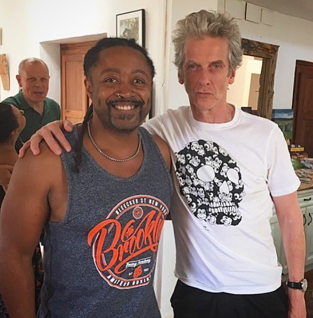 From Francis Hylton on Instagram: Lunch with Doctor Who... What❓😵😂🤷🏾‍♂️🍻🇪🇸

New photo! I love Peter's classic cartoon/skull combo shirt too! 😁❤#PeterCapaldi #DoctorWho #DrWho #MickTalbot #MonksRoad instagram.com/p/B08-gBxHXSk/