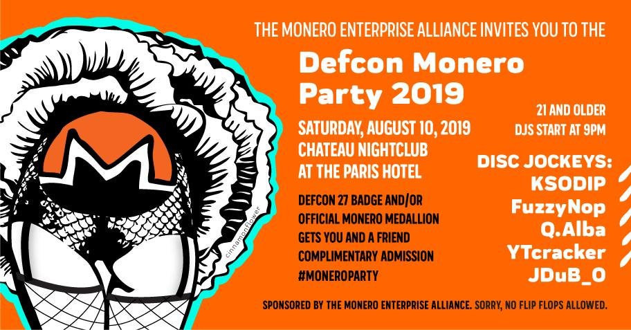 MoneroParty's tweet photo. #DefCon Saturday come listen to 
Q.Alba Spin from 11am - midnight
https://t.co/cFz8DkxsB9

https://t.co/72ce2vN1mF
#DefconParties #Monero #Defcon27 https://t.co/ISYyKX6UwE