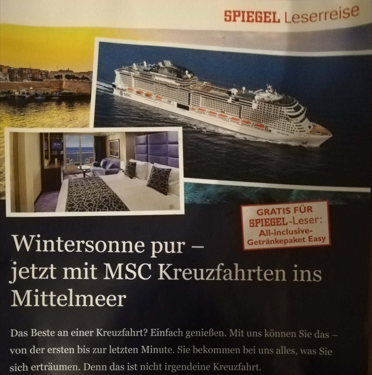Der #Spiegel-Titel von morgen und die Beilage mit der Spiegel-Leserreise von letzter Woche: #findedenFehler
#Klimaschutz #Kreuzfahrt