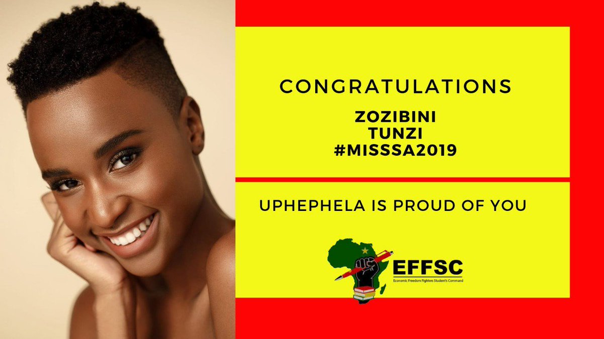 EFFYCDISTRICT_6's tweet photo. Congratulations to one of our own Zozibini Tunzi for being crowned Miss South Africa 2019. We are proud of you,you lifted our campus and institution high. The most beautiful lady in Sout Africa comes from CPUT District Six Campus, https://t.co/2l4BK1FGR2