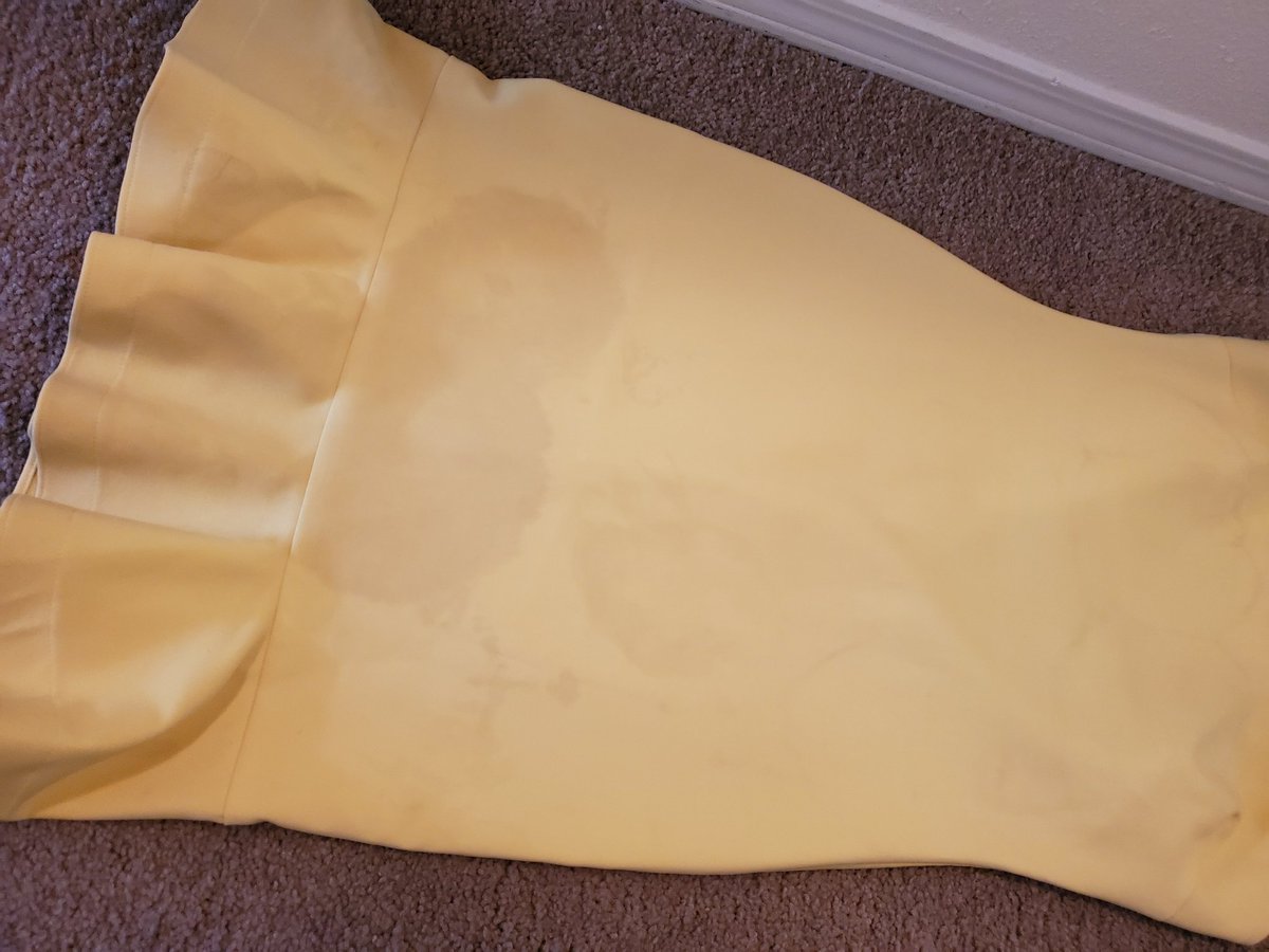 KRWorman's tweet photo. I guess this is the kinda product you get from @RenttheRunway these days. Opened my dress order to find it completely stained! Thanks but no thanks! #myRTR https://t.co/x3xvQoC2uK
