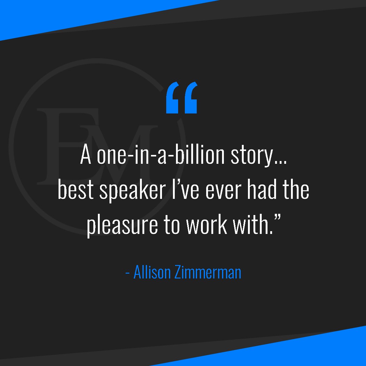 ebmaddox's tweet photo. "A one-in-a-billion story... best speaker I’ve ever had the pleasure to work with. Your willingness to spend time tailoring the presentation and answering members questions after the conference was most appreciated." - Allison Zimmerman

#EricMaddox #Motivation #KeynoteSpeaker https://t.co/CSbQW3Sbjx