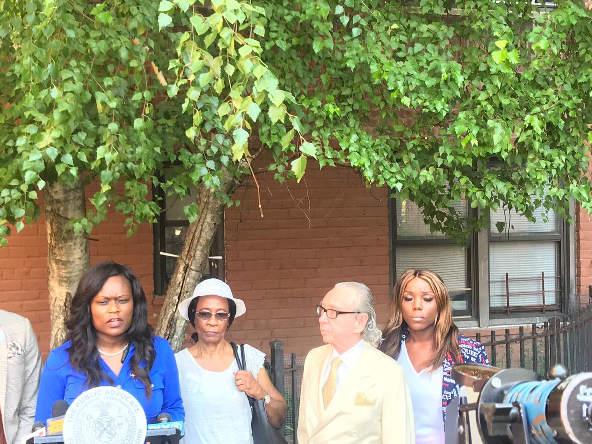AMBichotte's tweet photo. Today we @FarahNLouis and I stood with the late #DwayneJeune's parents asking for NYPD report on training officers on emotionally disturbed persons #EDP reflecting on his death & preventing other shootings of #EDP by NYPD. We are asking for the training report @attyrubenstein https://t.co/yOc33pPerc