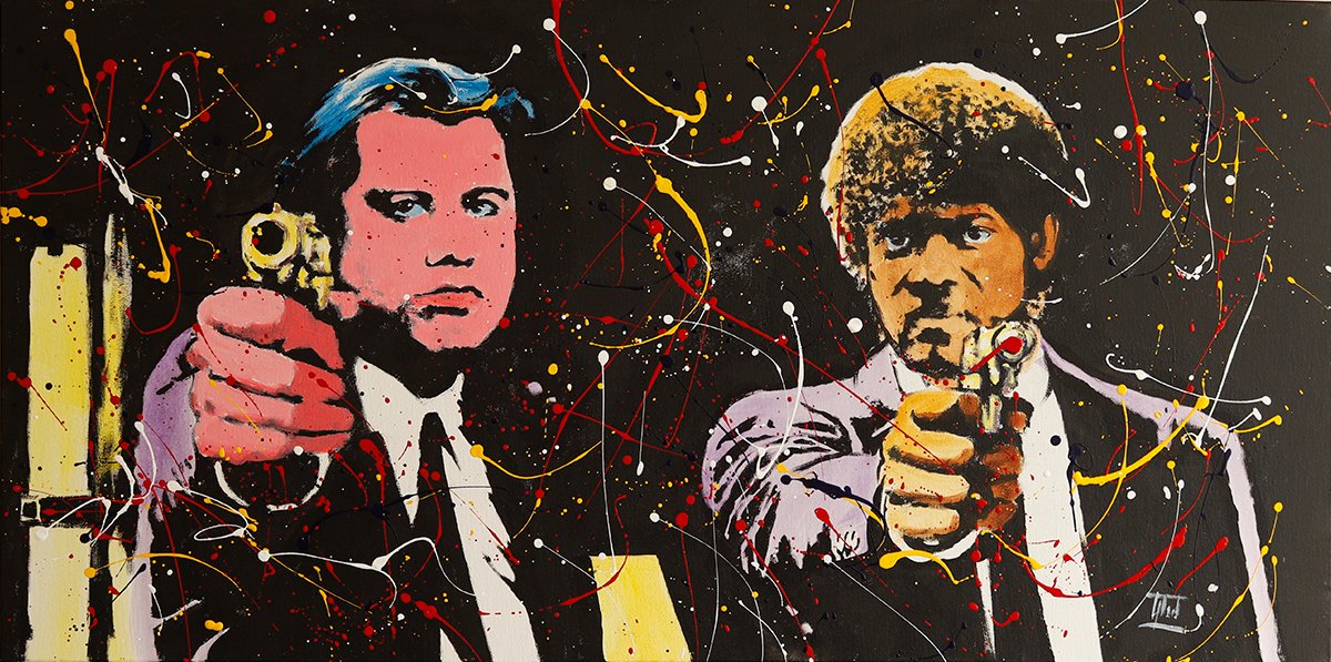 glodek's tweet photo. "Say What Again!" - mixed media painting on box canvas 50cm x 80cm X 3.5cm

https://t.co/yNmDt7LNVz

#pulpfiction #tarantino #travolta
 #surrealism #artist #art #painting  #acrylicpainting #contemporarypainting #contemporaryart #popart #psychodelic #StreetArt https://t.co/5I2b5FufIQ