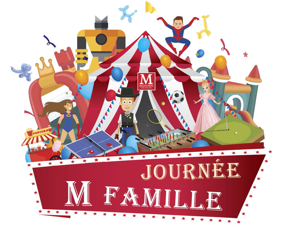 Midtown_Mtl's tweet photo. Coucou les enfants! La Journée M Famille, c'est la semaine prochaine! Pour #jouer dans nos #châteaux gonflables, rencontrer nos super héros, vous faire maquiller et participer à une foule d'#activités, dites à vos parents de vous inscrire! C'est gratuit! https://t.co/Mh3ovOyO1t