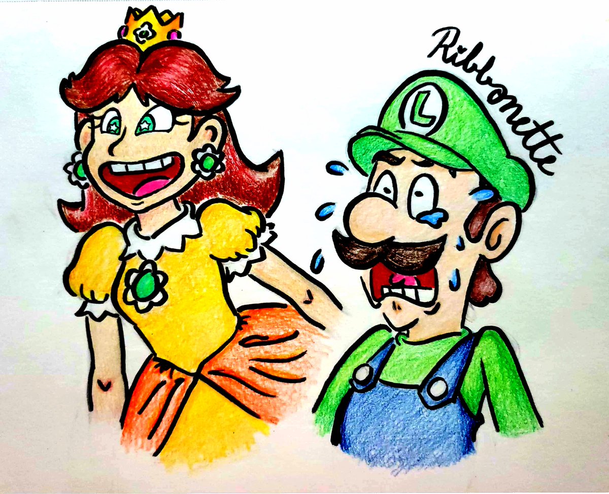 PopRockTiara's tweet photo. I like to think they're both watching a scary movie or something 

#princessdaisy #luigi #mario https://t.co/E4R3jdjBh6