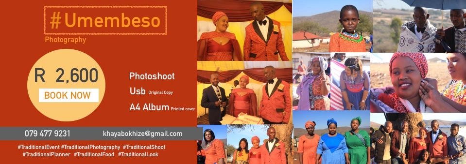 #Umembeso #khayabokhize #TraditionalEvent #TraditionalPlanner #TraditionalPhotography #TraditionalShoot  #TraditionalDance #TraditionalLook
R2600
Photo shoot
Usb with photos
A4 Album printed cover