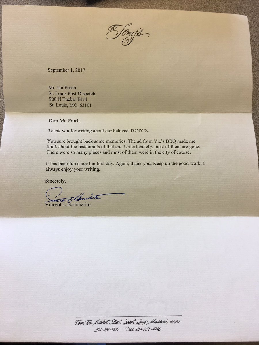 ianfroeb's tweet photo. Desk clearing pre newsroom move, found the letter the late Vince Bommarito Sr. sent after we did a slideshow of Tony’s mentions in the paper over the decades. https://t.co/gn9D5JyOBt