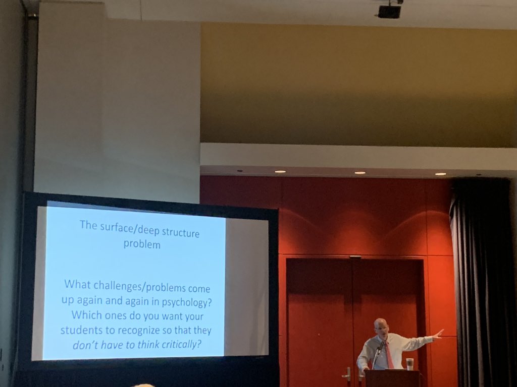 DrDinaGohar's tweet image. What can we DO to direct attention to #DEEPStructure?

1st explain WHY what you’re #teaching is important so students actually care!

Start w/interesting question that gets students thinking deeply&amp;amp; refer to it &amp;amp; deep structure problems thru-out semester #APA2019 #AcademicTwitter