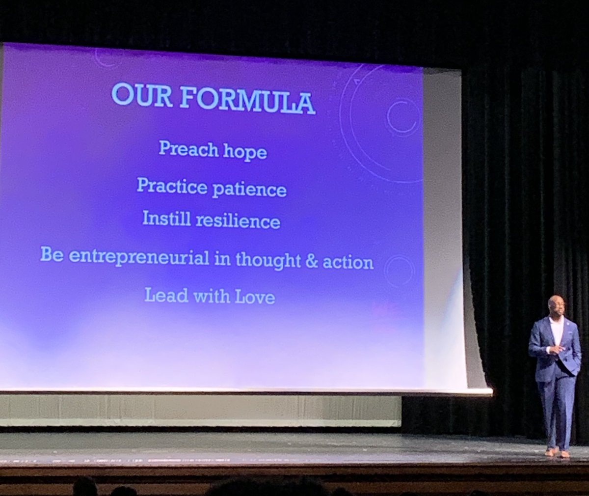Coach_Fieszel's tweet photo. Soaking up the message from our keynote speaker, Dr. Michael Sorrell, the President of Paul Quinn College. #cfbmatterstome https://t.co/MHRjuPlypZ