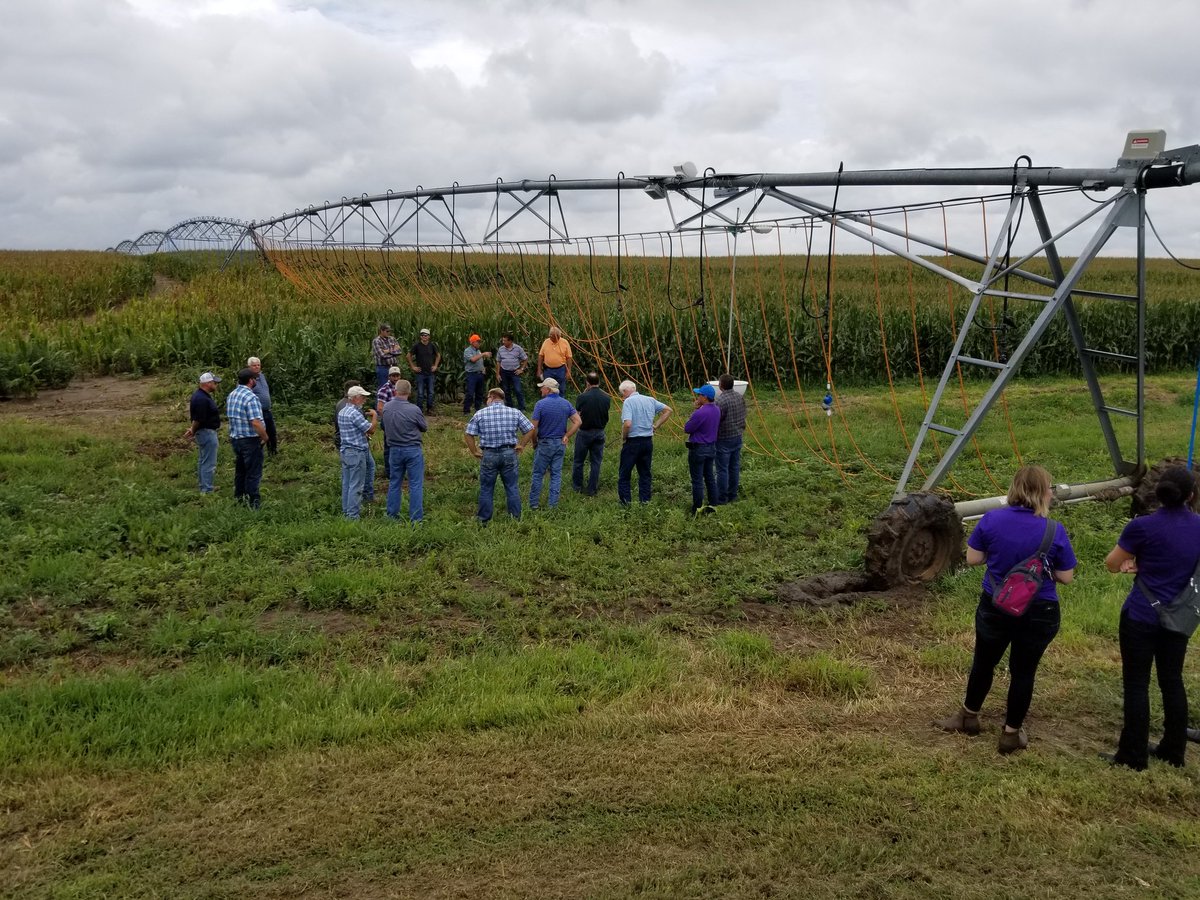 KSFarmBureau's tweet photo. @kswateroffice #WaterTechFarm field day in @EBGMD2 continues. Learning about different pivot nozzles, aerial imagery and UAS capabilities. https://t.co/dWkbimFanQ