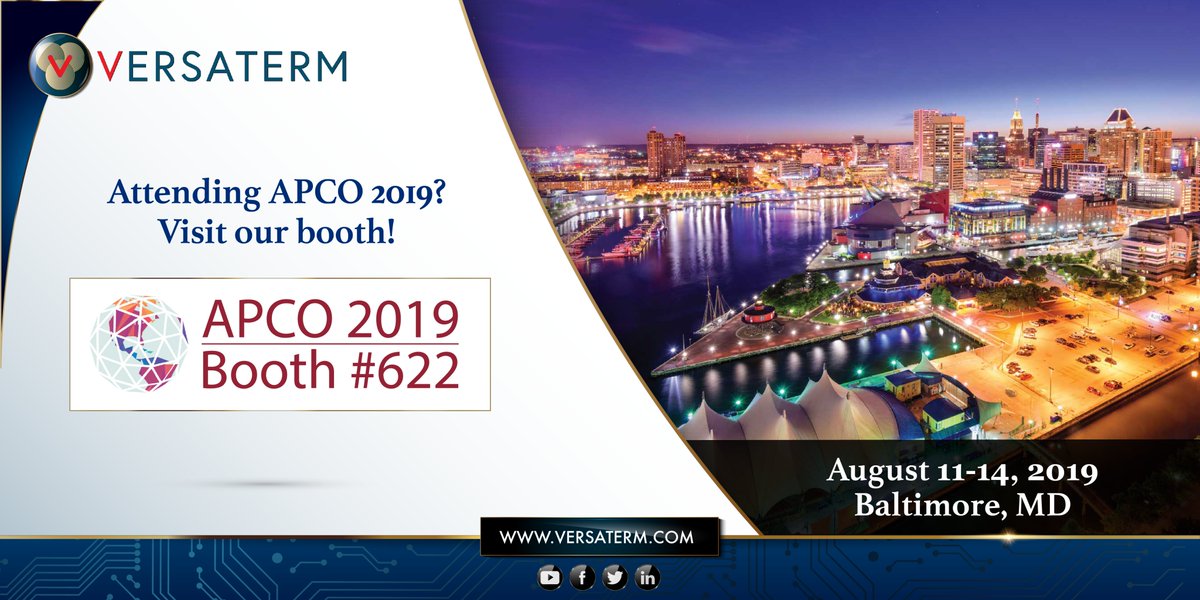 VersatermInc's tweet image. If you’re attending this year’s #APCO2019, swing by our booth and say hello to our friendly team! We’d love to share the latest in #PublicSafetyTech. #TeamVersaterm #KeepingOurHeroesSafe