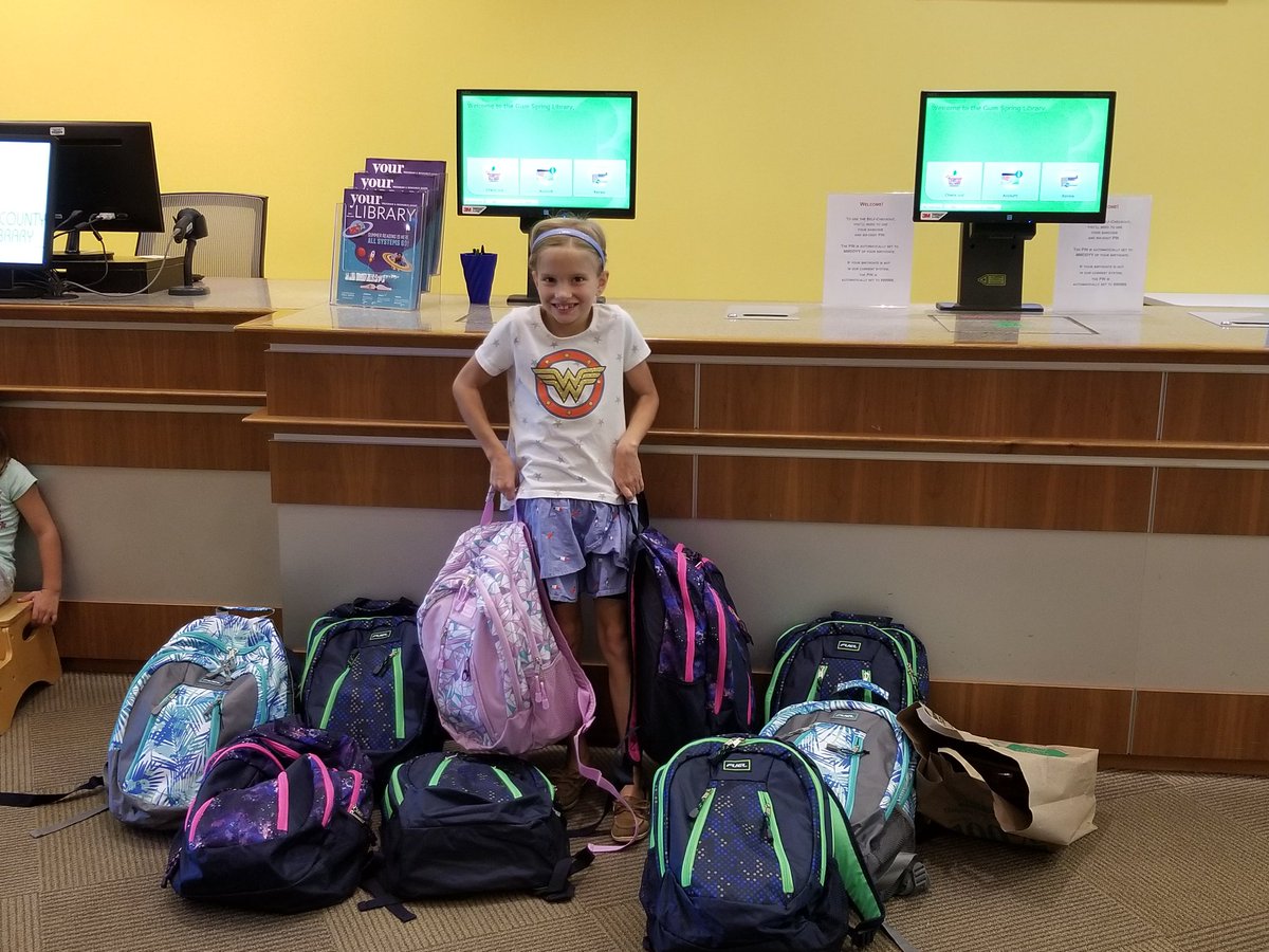 LoudounLibrary's tweet photo. Let’s give it up for Olivia Loverro and her sister Evynne who organized a car wash to buy school supplies for local students! They crunched the numbers and were able to donate 10 new backpacks filled with supplies to #GumSpringLibrary’s school-supply drive. You inspire us! https://t.co/qdFJ8QCmMZ